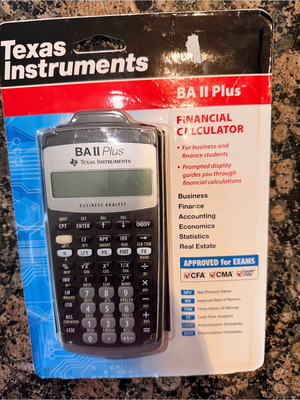 Texas Instruments BA II Plus Financial Calculator — Black & Silver
